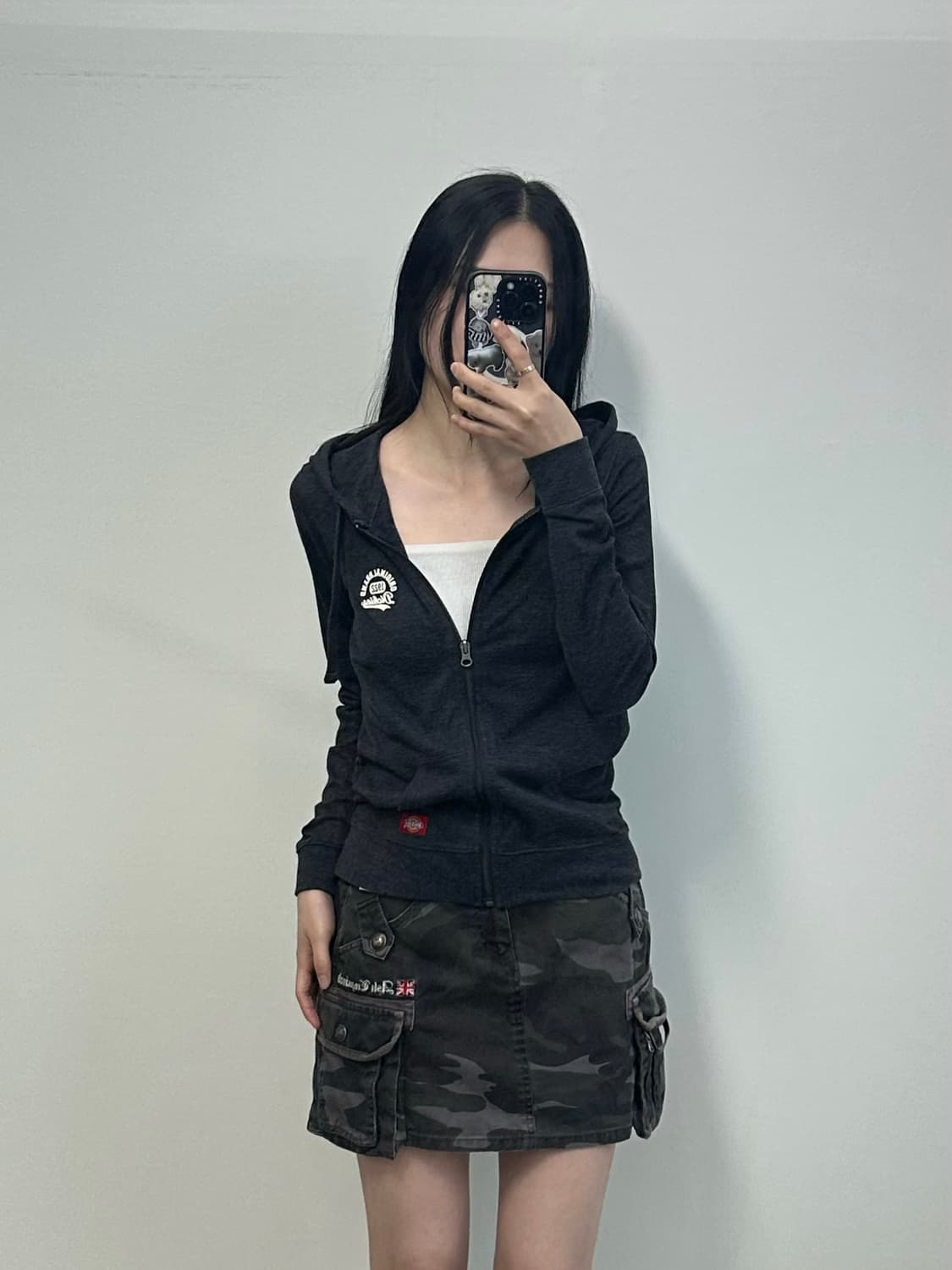 디키즈 자수로고 차콜 딱붙 후드집업 상품이미지1