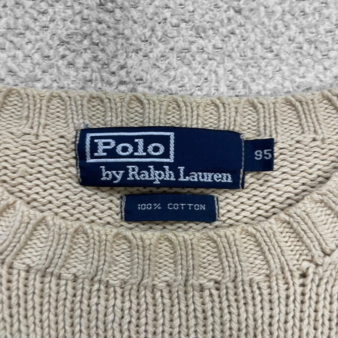 폴로 랄프로렌 포니 로고 코튼 라운드 니트 베이지 상품이미지3