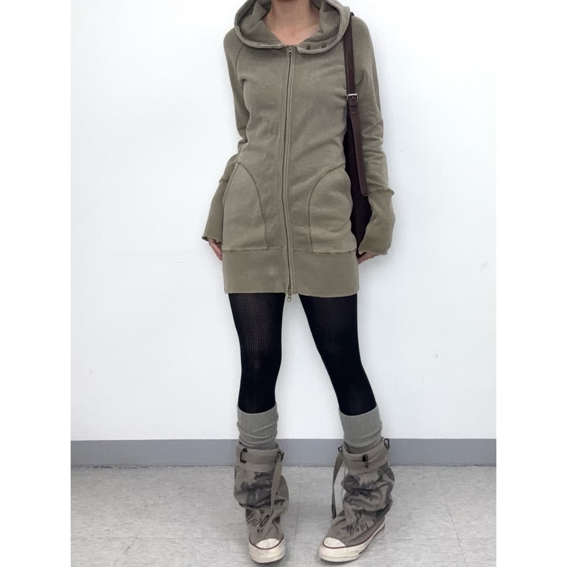 빈티지 투웨이 하이넥 후드집업 원피스 y2k 상품이미지4