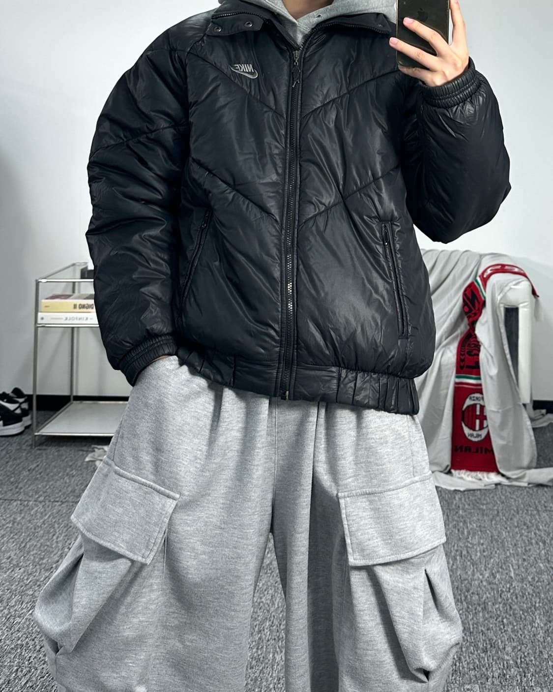 나이키 00s 블랙 유광 패딩 L 상품이미지4