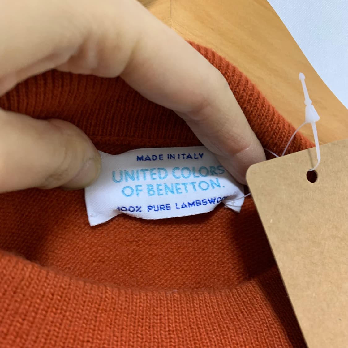 베네통 이태리 빈티지 자수 니트 오렌지 램스울 100 상품이미지5