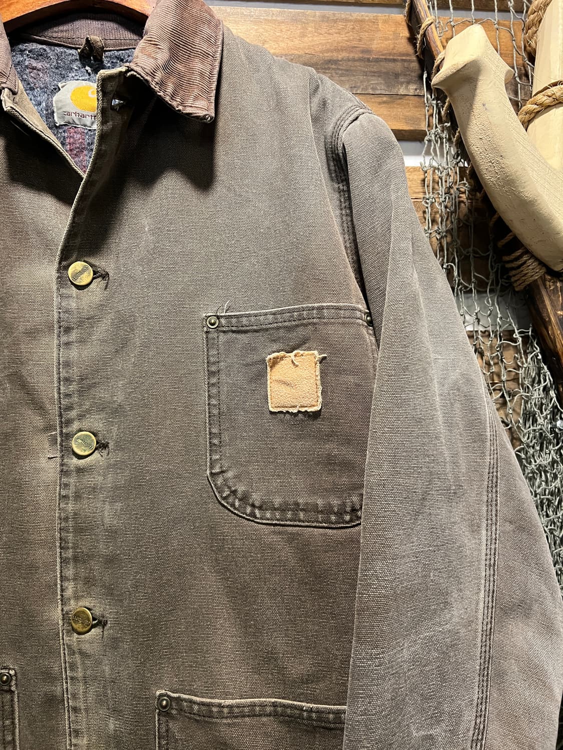 [M]칼하트 USA 빈티지 워싱 블랭킷 라이닝 다크브라운 초어 자켓 상품이미지3