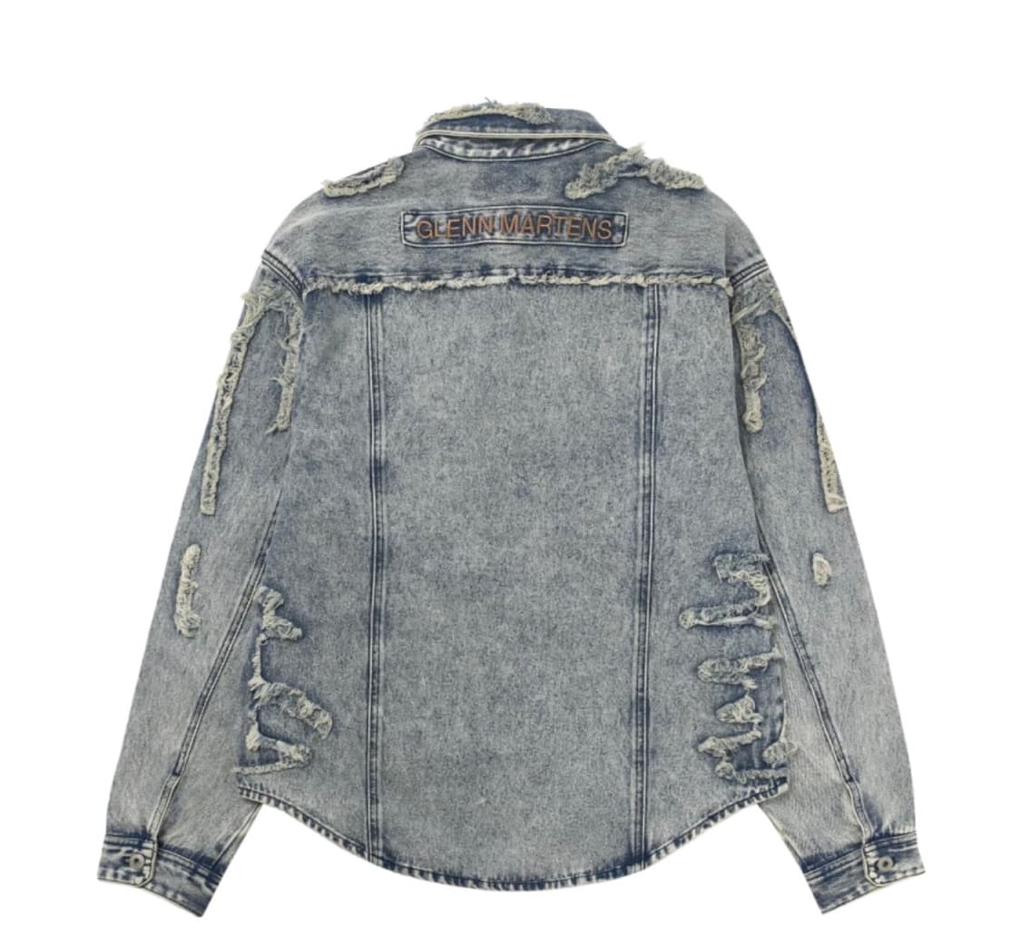 H&M 글렌마틴스 디스트레스드 룩 데님 셔츠 라이트 데님 블루 상품이미지2