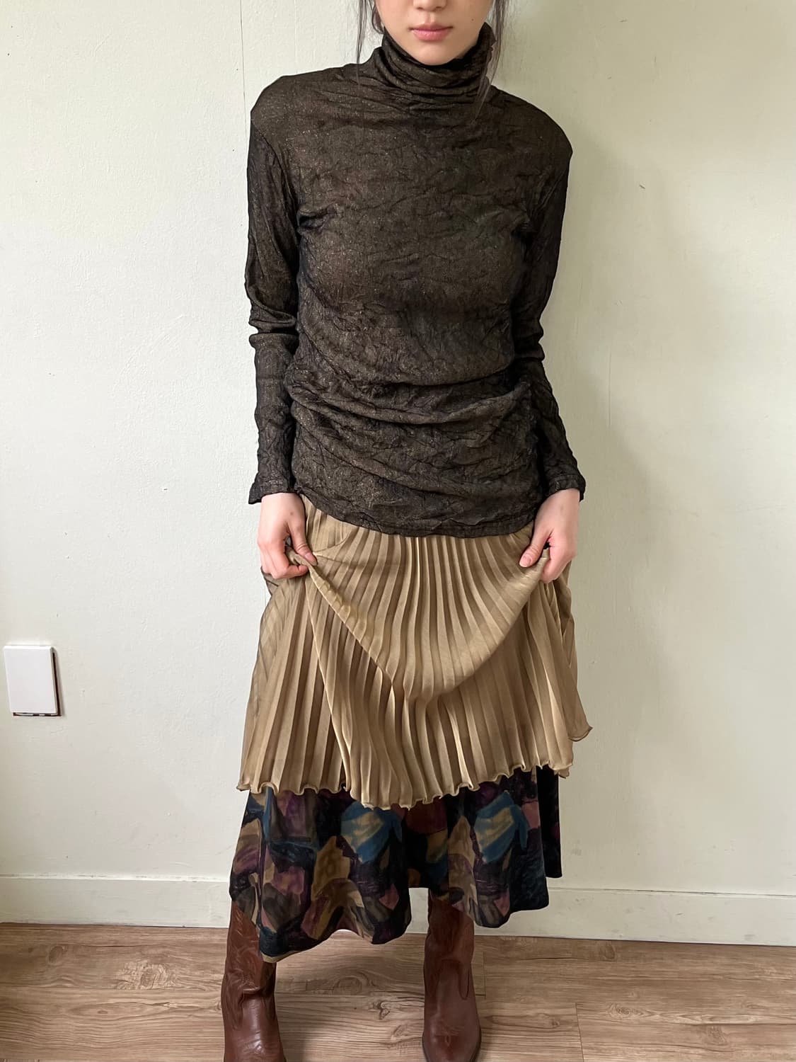 ofuon 골드 플리츠 스커트 상품이미지7