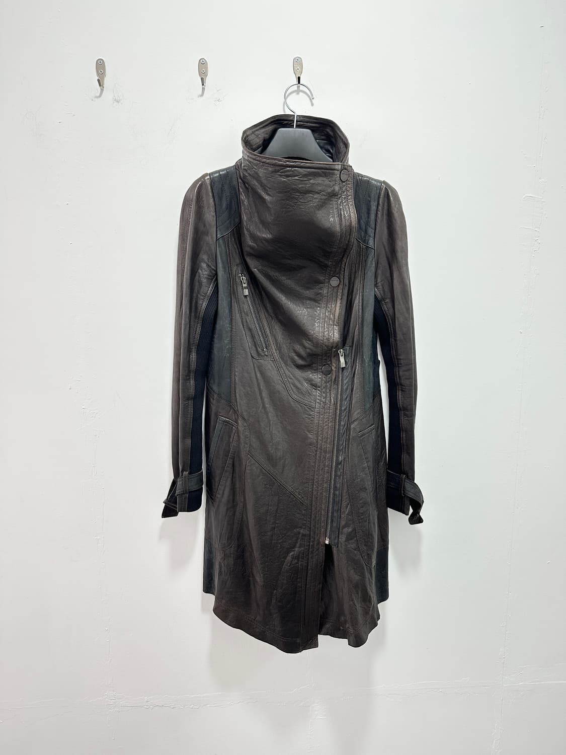 Italy asymmetric drape sheepskin leather 상품이미지7