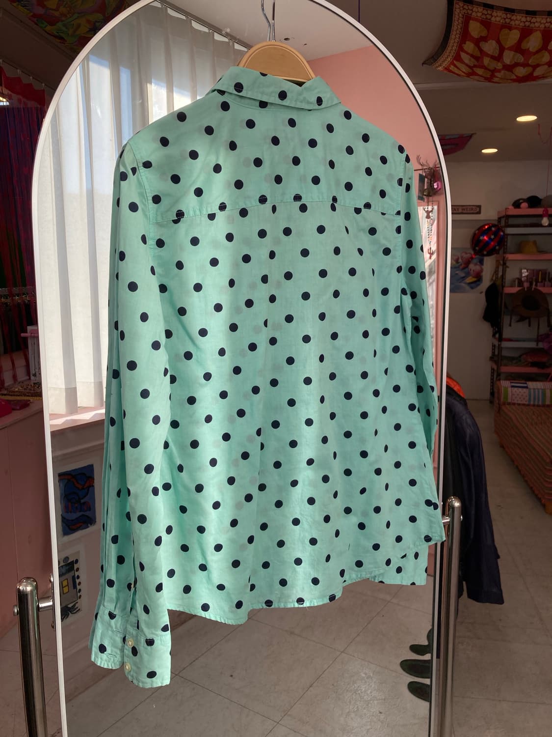 민트초코 도트 코튼 100 셔츠 상품이미지5