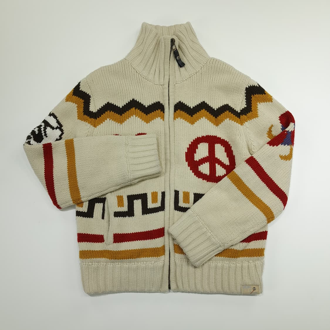 CN936 L 3QR 네이티브 그래픽 퍼안감 집업 니트 스웨터 상품이미지2