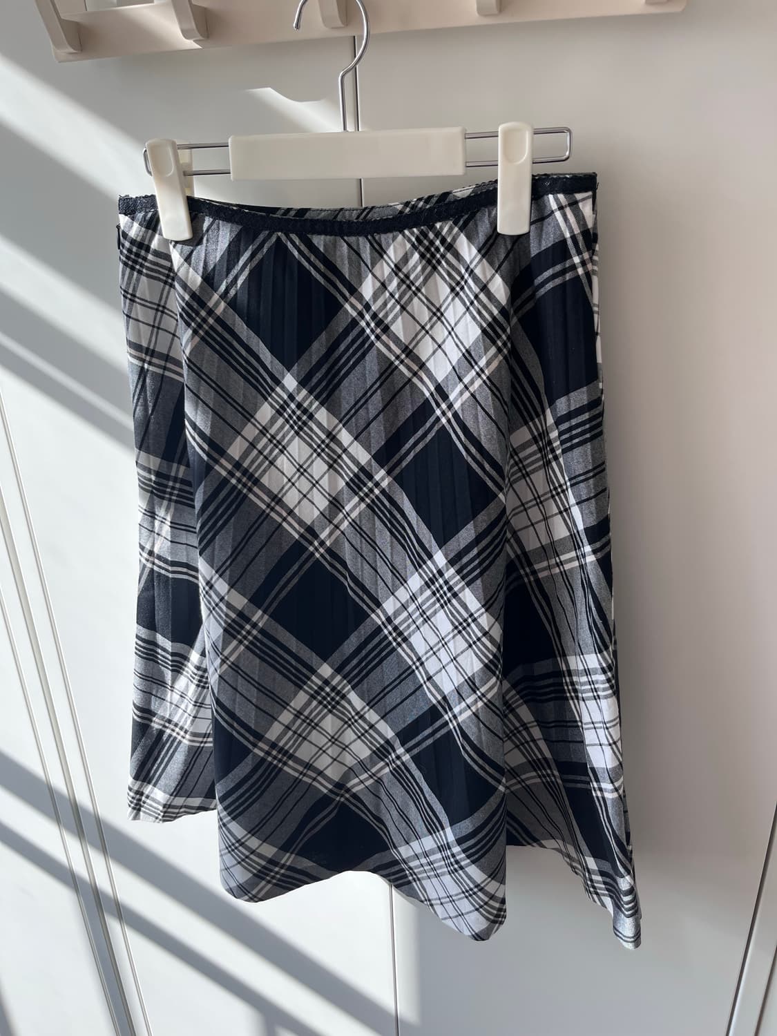 Vintage 체크 주름 플리츠 미디 스커트 상품이미지6