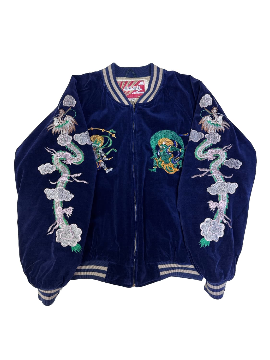 빈티지 90s HOUSTON 벨벳 스카쟌 네이비 M 상품이미지3