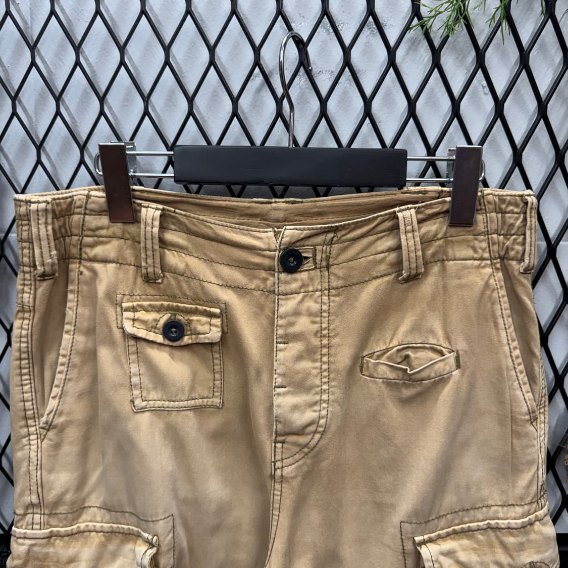 USA VINTAGE 카고 반바지 전면 미니 포켓 포인트 베이지 상품이미지3