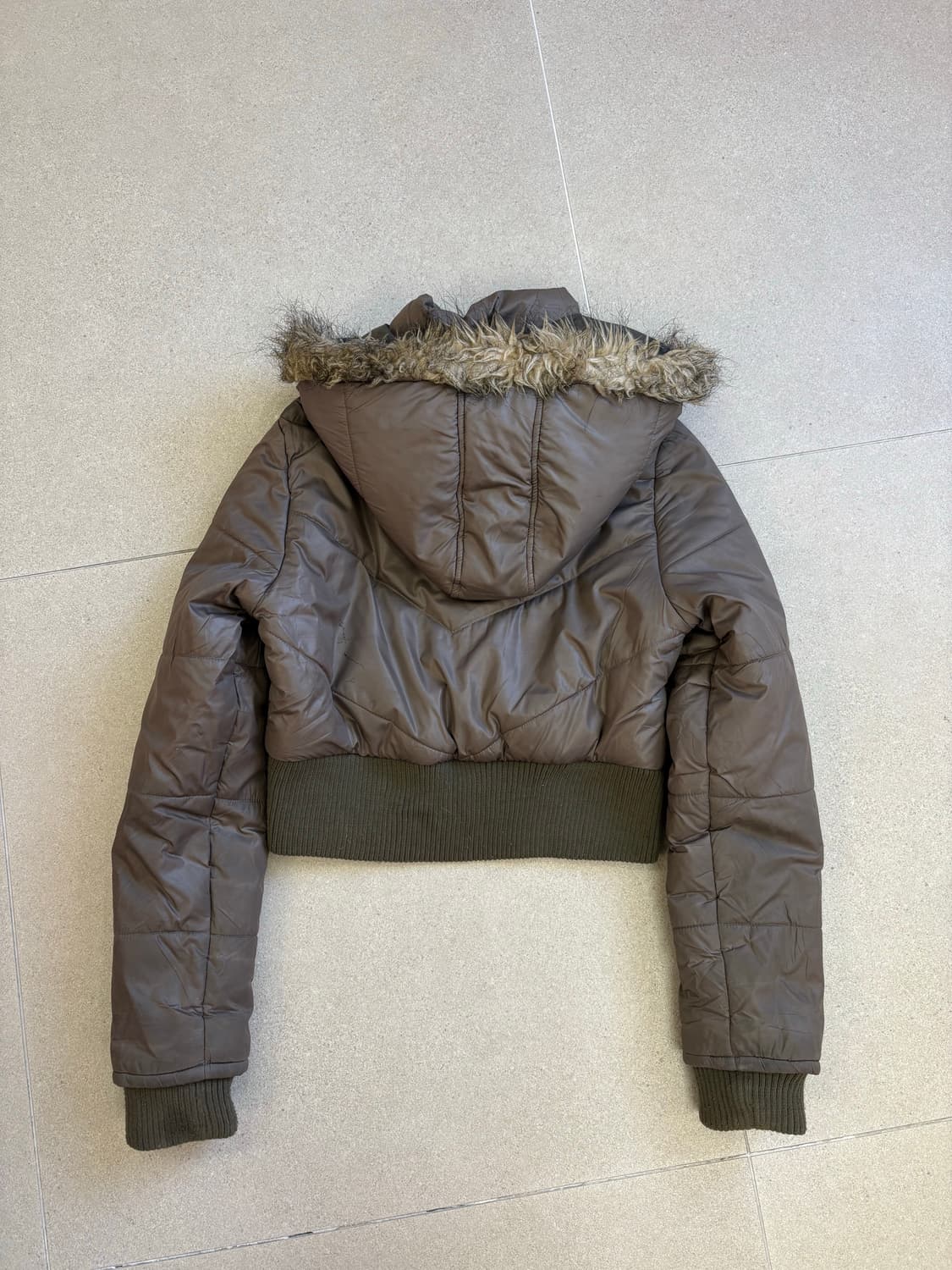 브라운 퍼 크롭 패딩 상품이미지7