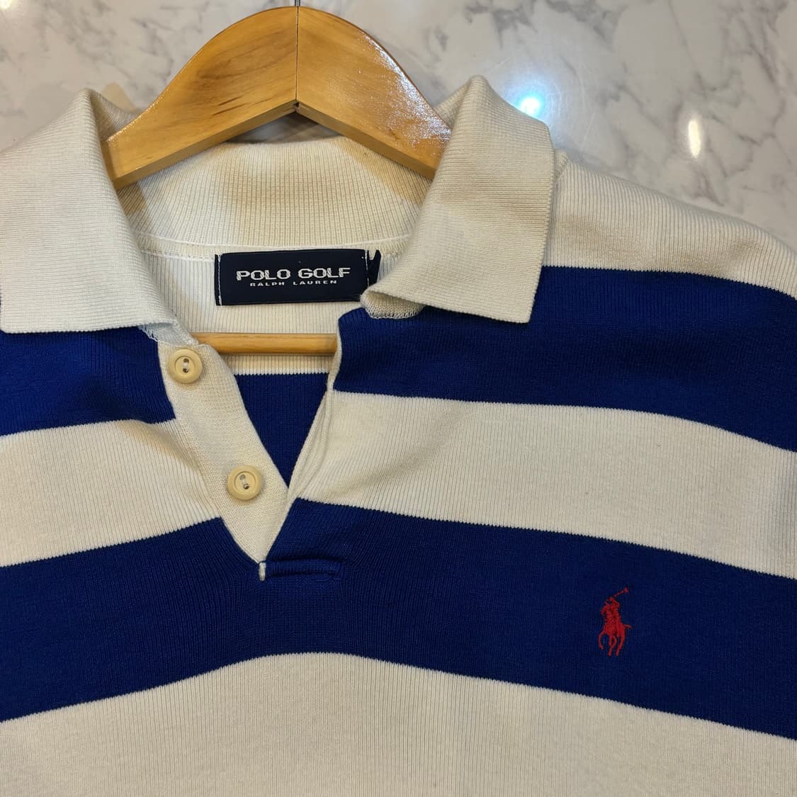 폴로 스트라이프 니트 오버핏니트 파랑 상품이미지3