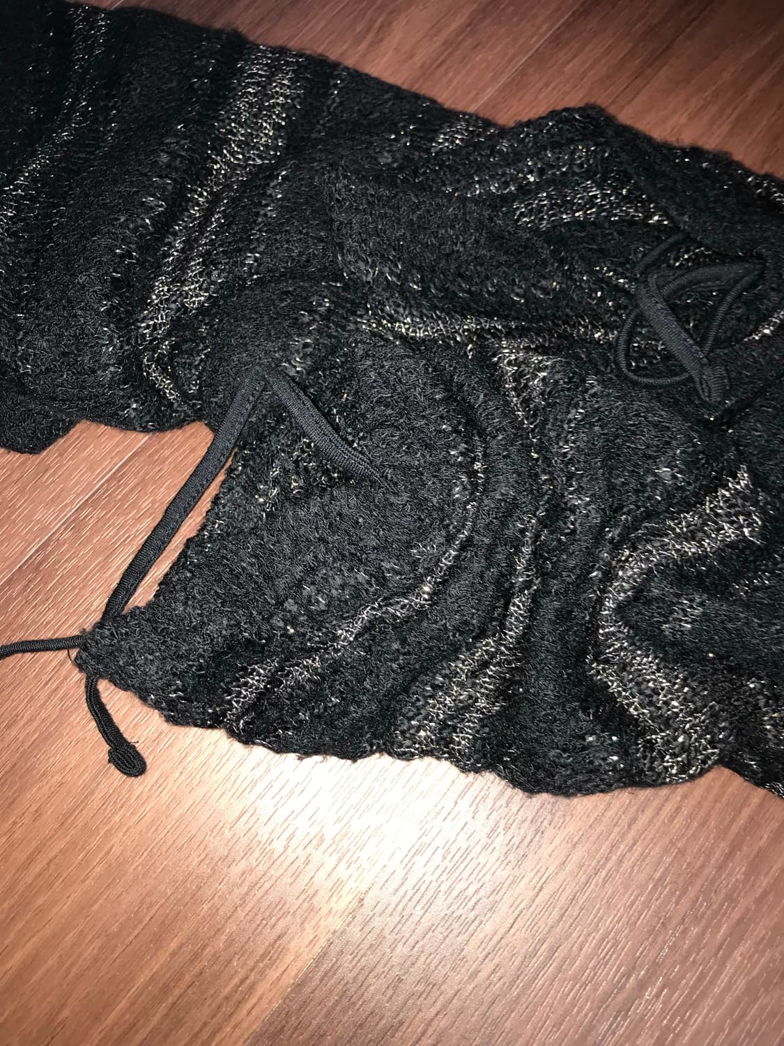 일본 빈티지 블랙 스트라이프 셔링 롱 니트 상품이미지3