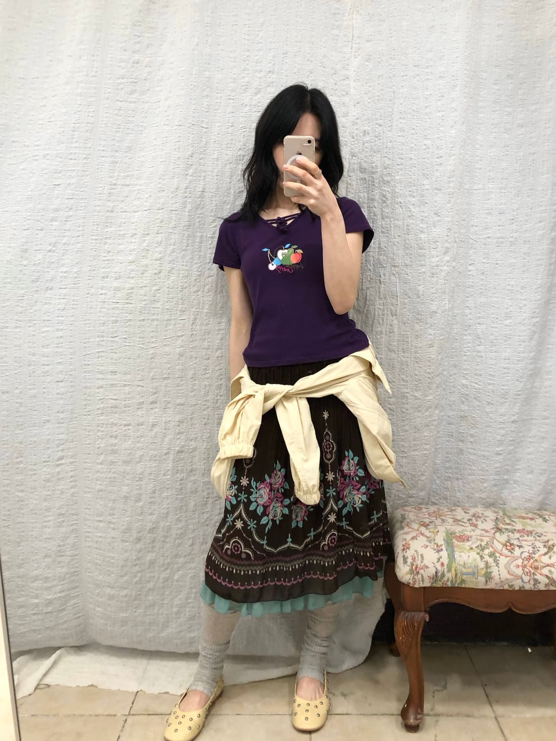 Vintage cocoa floral skirt 상품이미지5