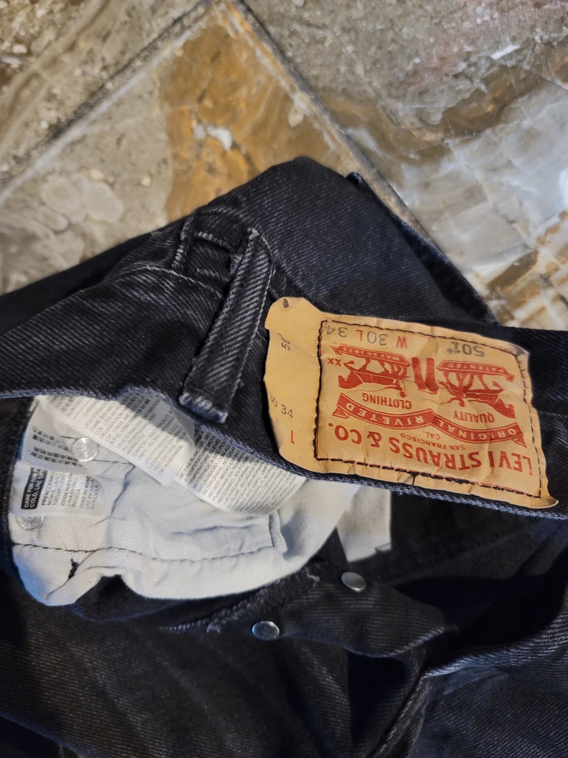 리바이스 501 흑청 데님 팬츠  상품이미지4