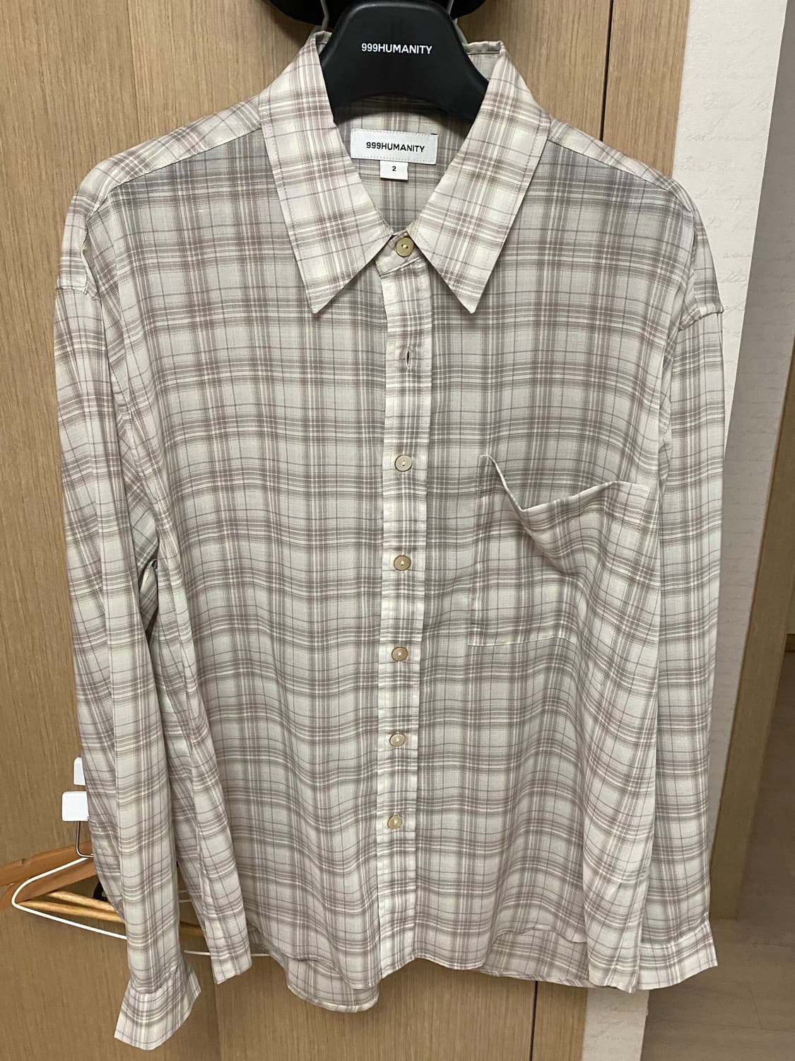 999휴머니티 이지체크셔츠 에크루 2size 상품이미지3