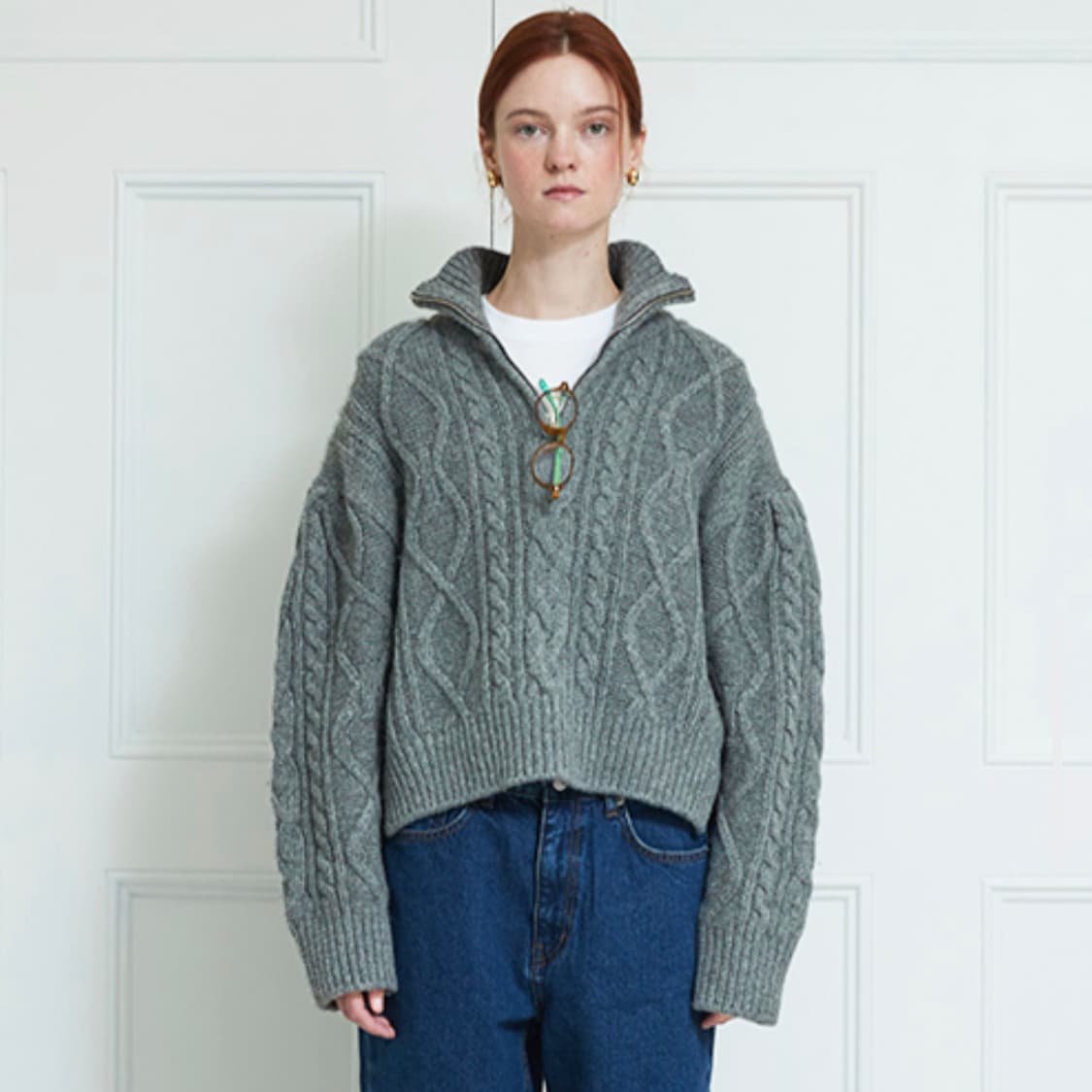 듀이듀이(DEW E DEW E) 케이블 집업 울니트 프리사이즈 새상품 상품이미지3