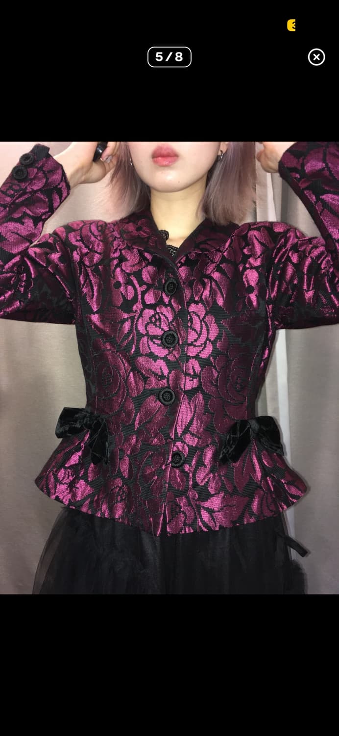 일본 빈티지 하라주쿠 갸루펑크 로즈 리본 자켓 상품이미지1