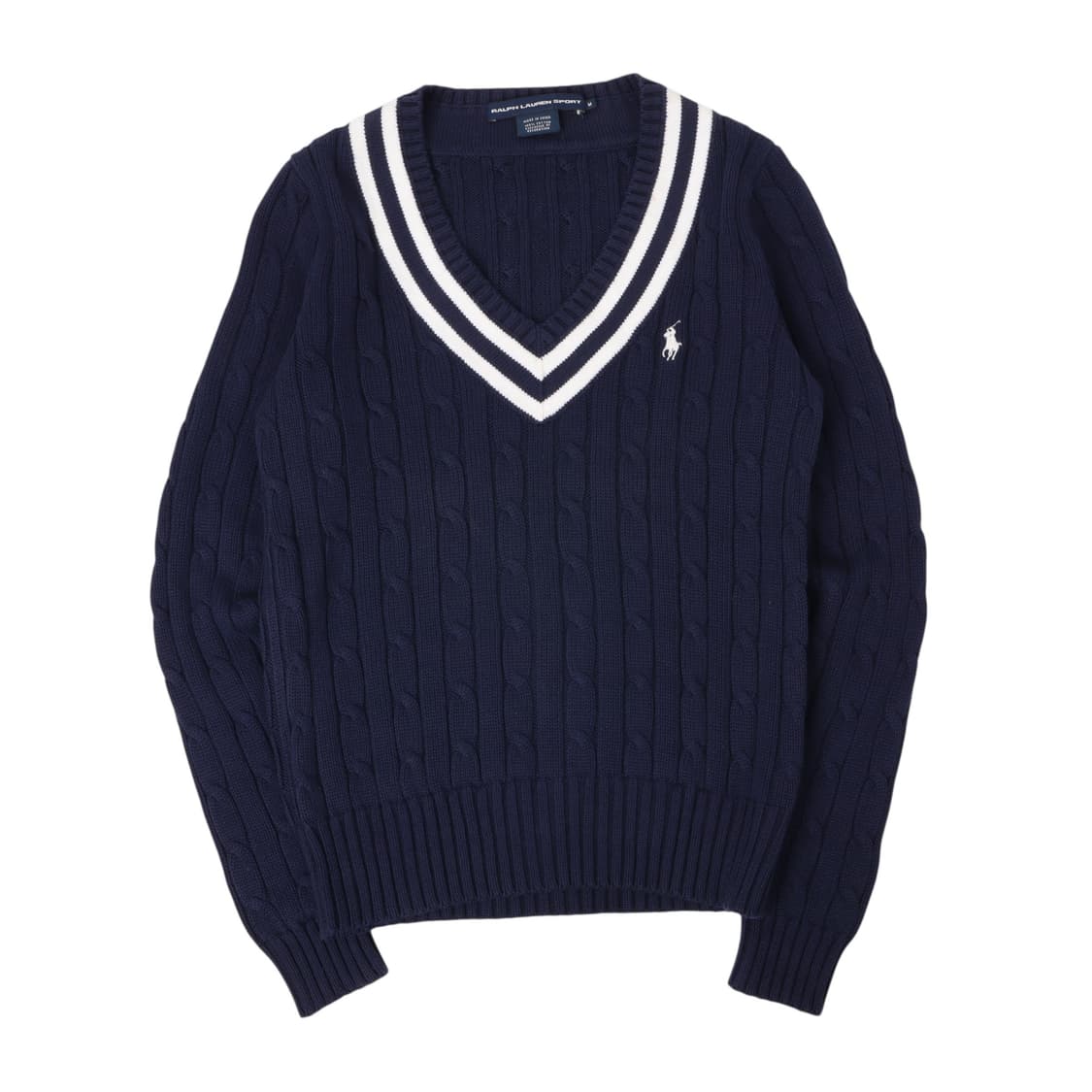 폴로 랄프로렌 네이비 크리켓 브이넥 케이블 니트 상품이미지1
