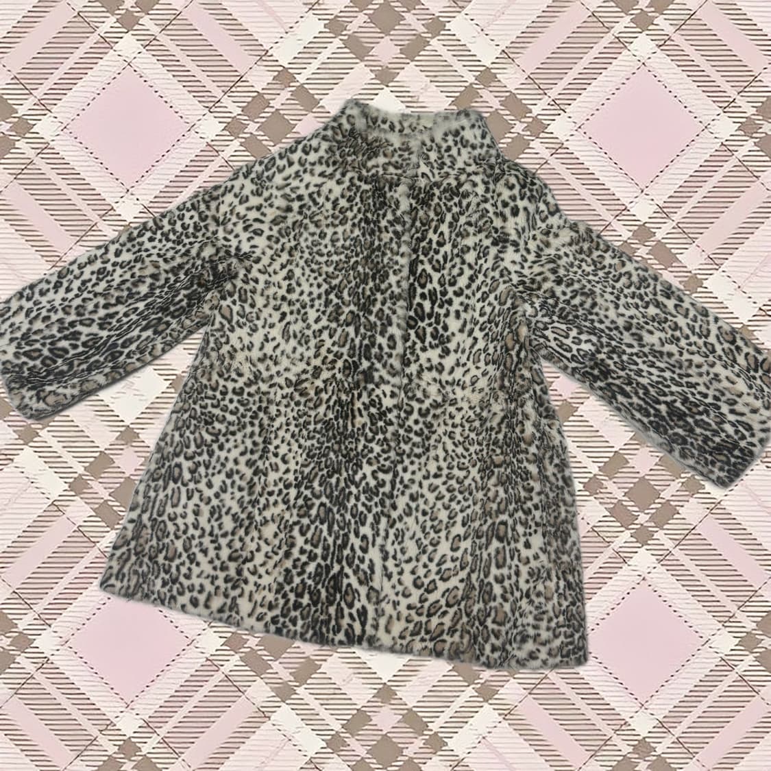 토끼털 호피 퍼코트 갸루 상품이미지1
