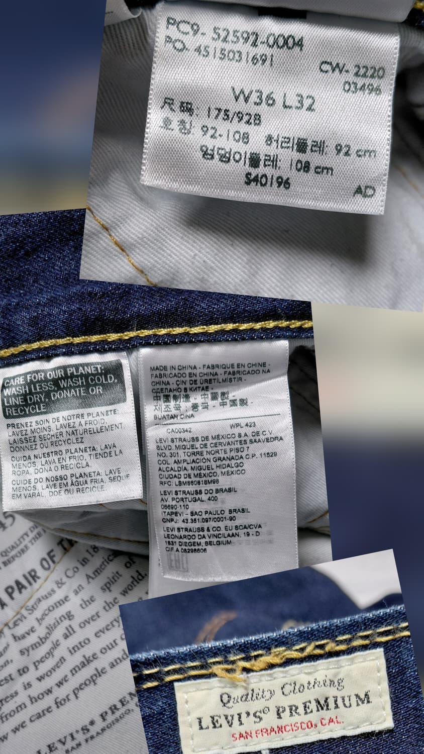 (W36 L32) 리바이스 프리미엄 Stay Loose 다크 인디고 상품이미지7