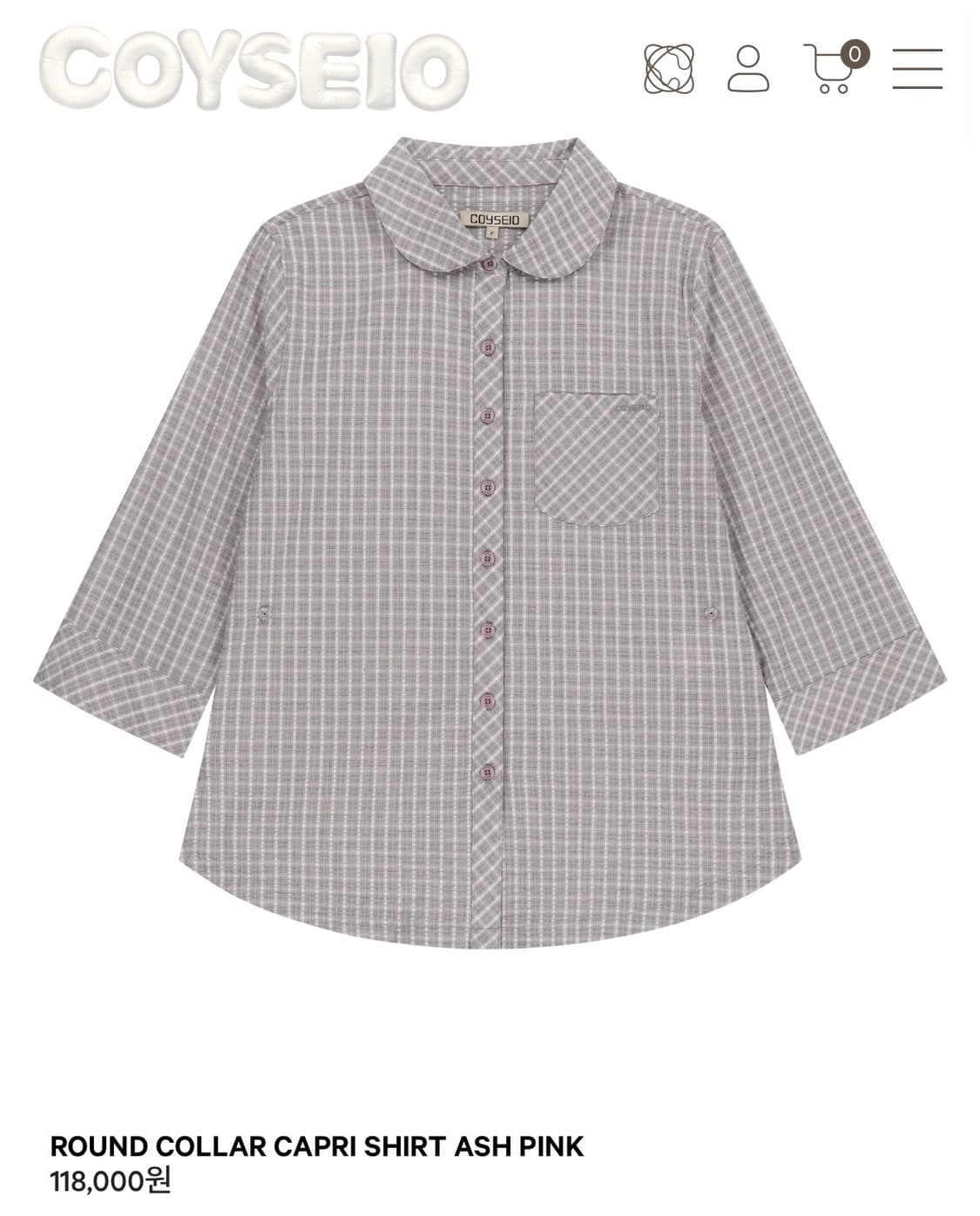 <정가이하판매> 코이세이오  CAPRI SHIRT ASH PINK 상품이미지1