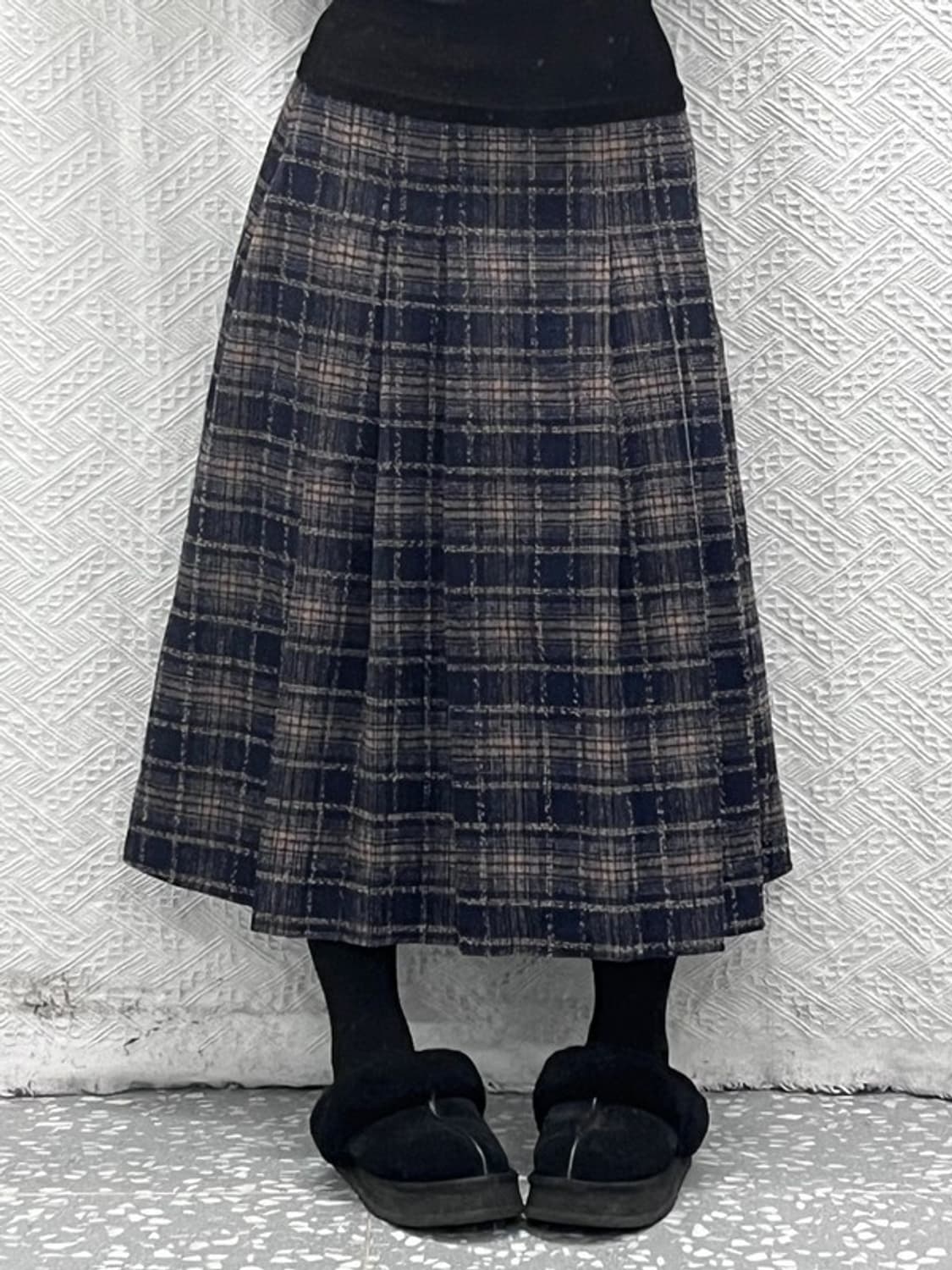 빈티지 코지 모리걸 체크 울 롱스커트 FREE C10123 상품이미지1