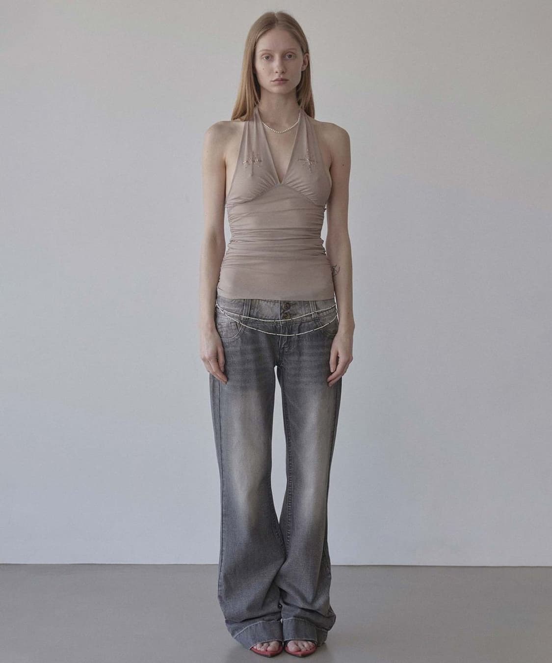 스컬프터 Beaded Mesh Halter Top Skin 상품이미지4