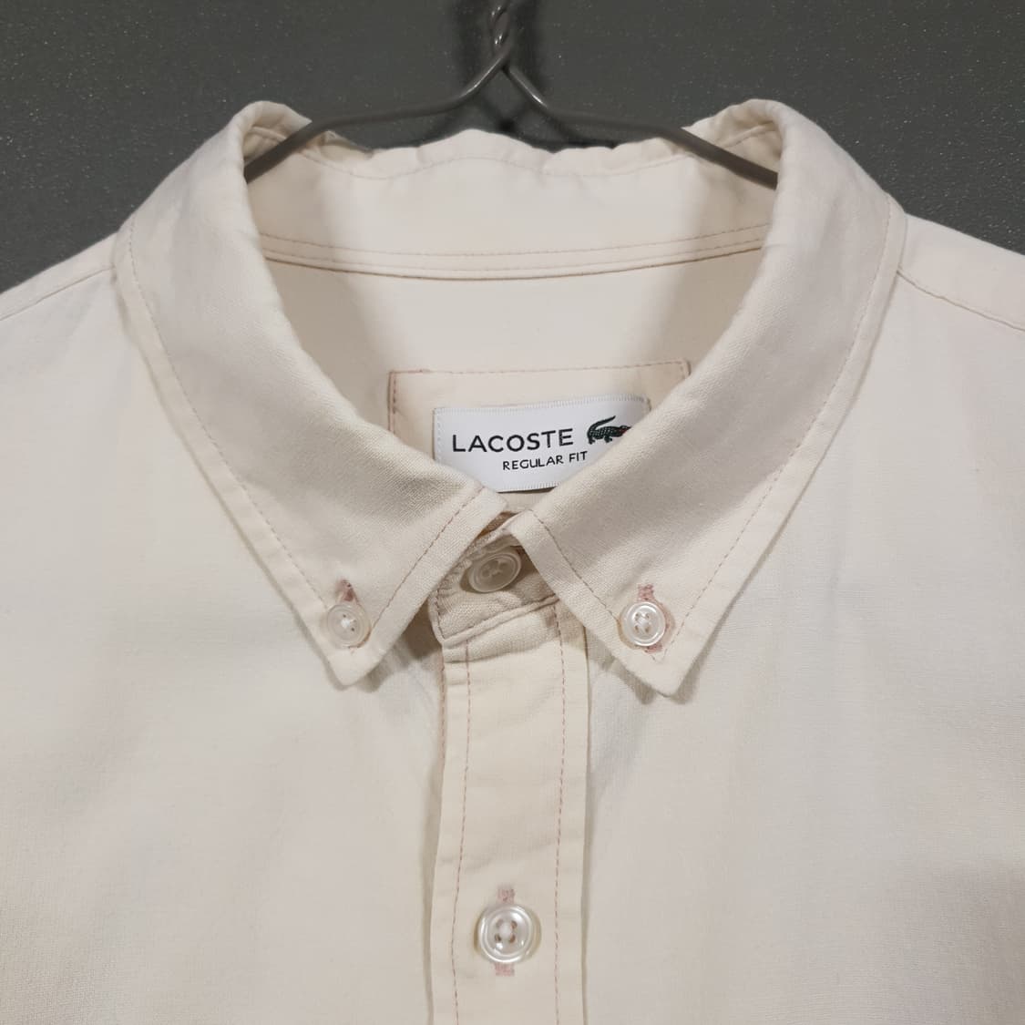 105) 라코스테 신형 20FW 크록 옥스포드 솔리드 셔츠 남방 베이지 상품이미지7
