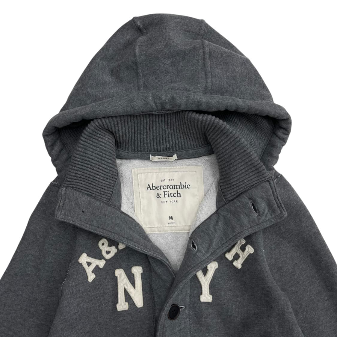 아베크롬비 센터로고 그레이 버튼 후드자켓 M 상품이미지7