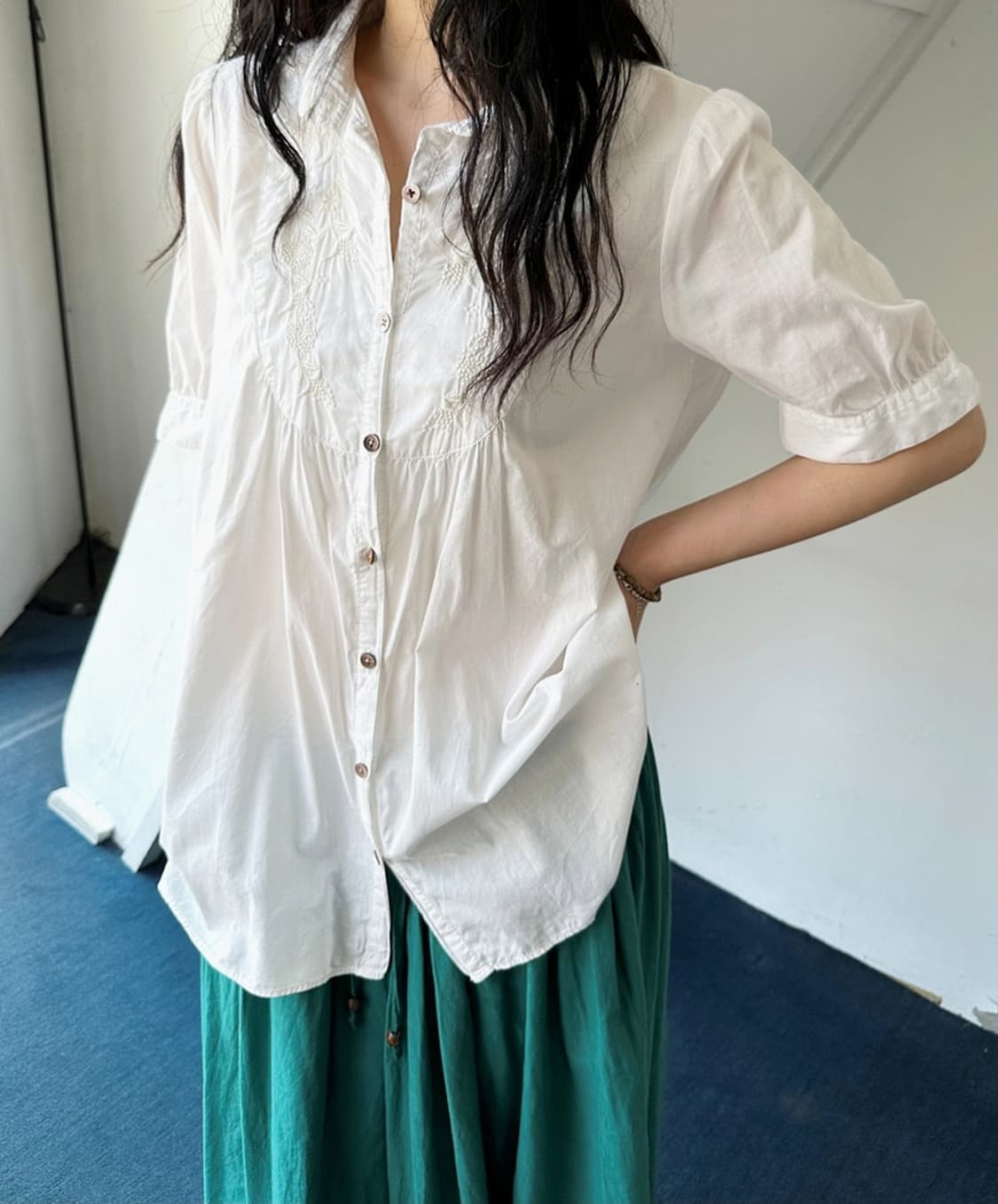 Light cotton shirred stitch design loose 상품이미지9