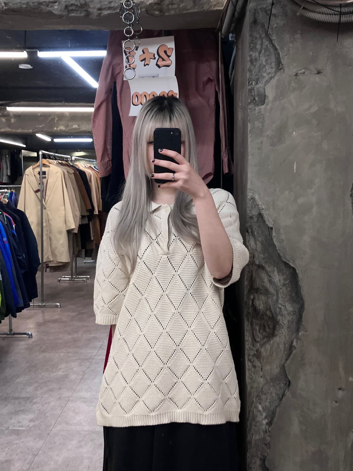 애프터프레이 카라 니트 반팔 L  #csz3088 상품이미지2