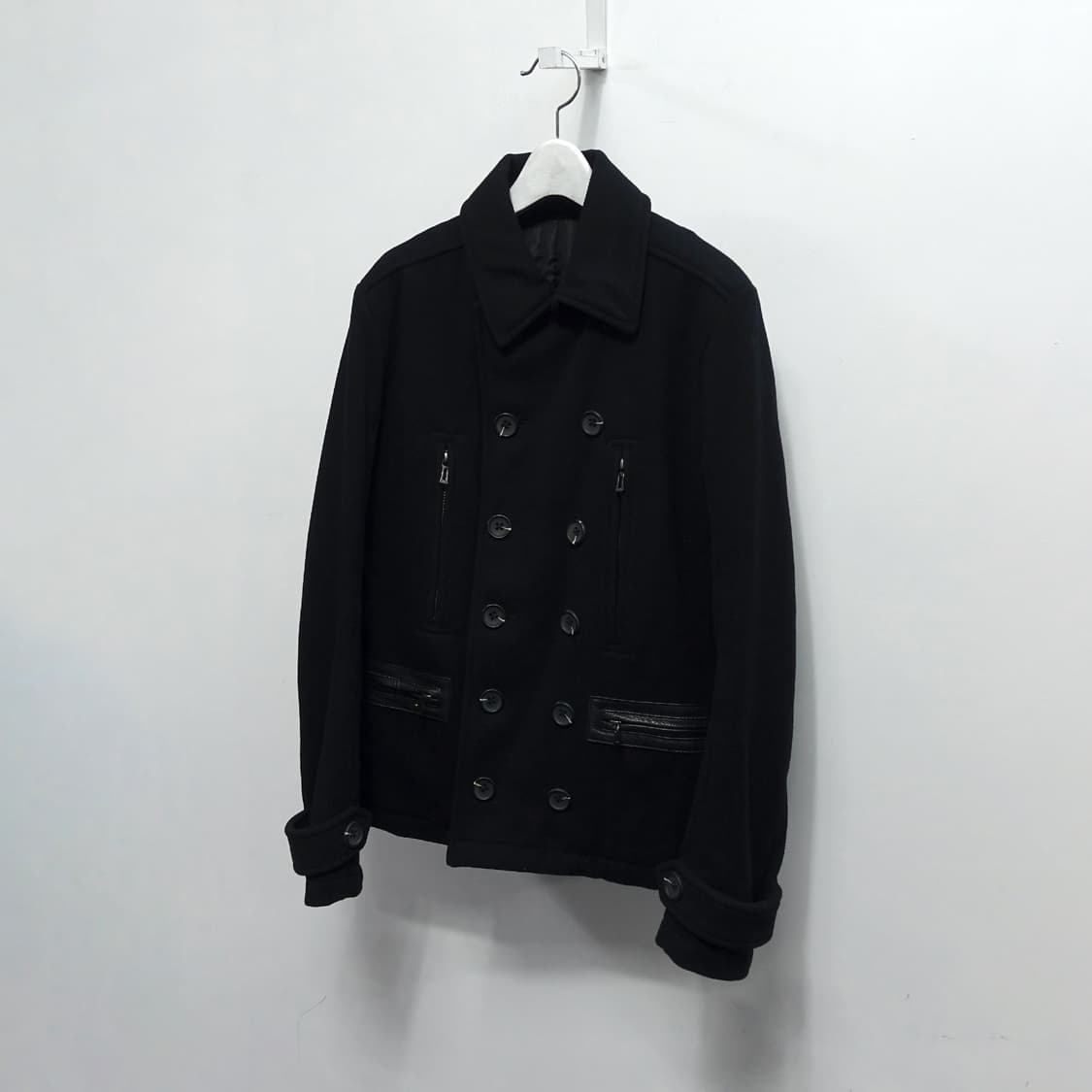 [46] SHELLAC 쉘락 블랙 더블버튼 레더 포켓 아티잔 나폴레옹자켓 상품이미지4