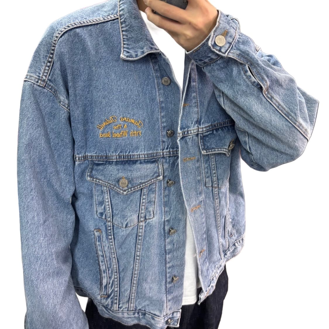 FREE 빈티지 오버핏 올드스쿨 자수 청자켓 상품이미지2