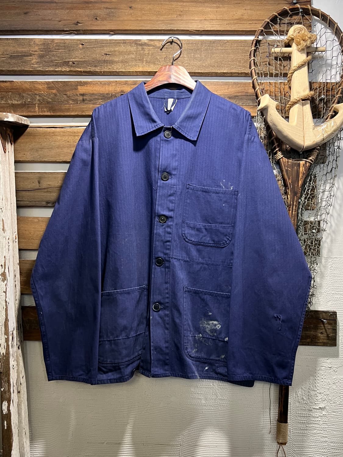[2XL]90's 빈티지 페인팅 HBT 프렌치 워크 자켓 상품이미지1