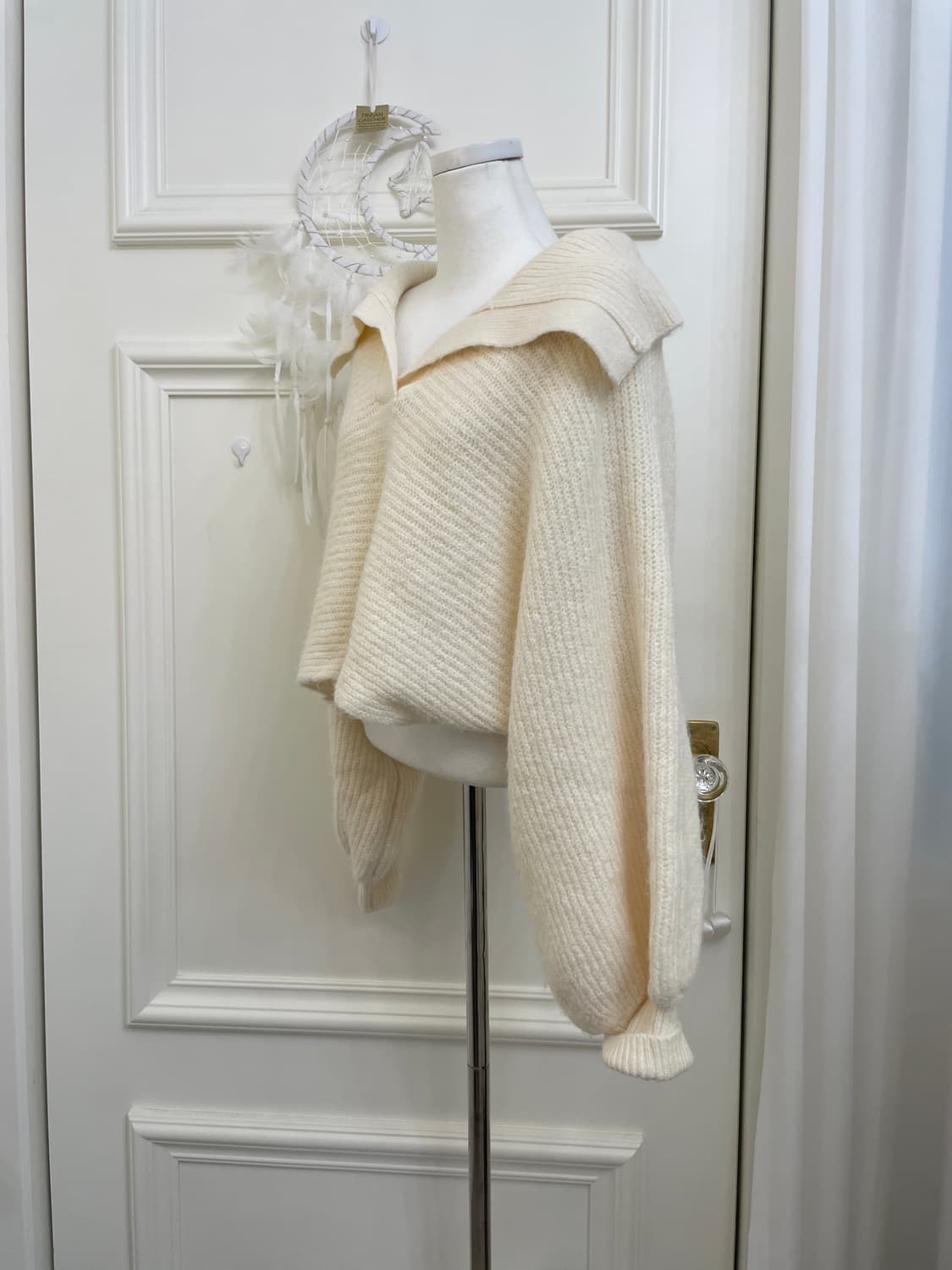 ivory collar crop sweater top(size-F) 상품이미지2