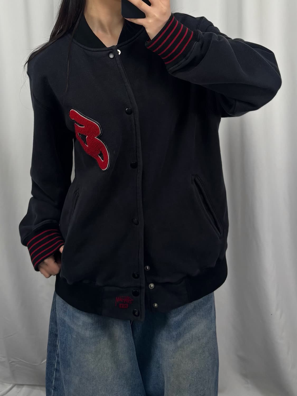 스투시 00s 어센틱 S컬리 로고 바시티 자켓 상품이미지2