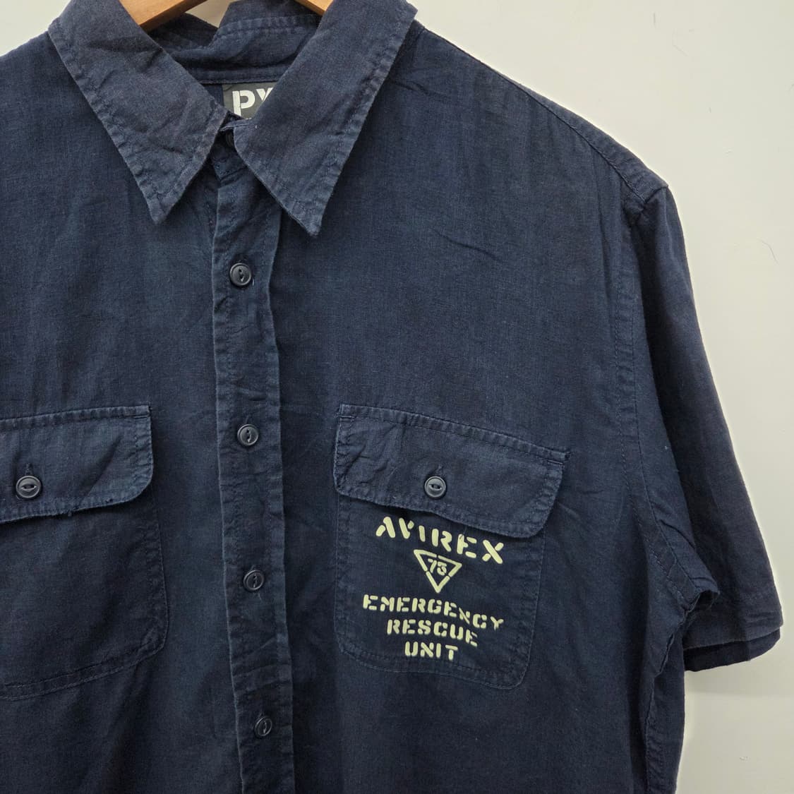 AVIREX 아비렉스 반팔 셔츠 남성 네이비 공용m 상품이미지3
