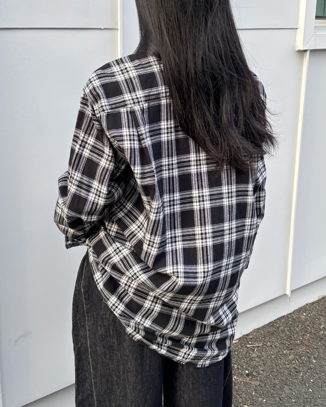 일본빈티지 유니클로 오버핏 체크 셔츠 상품이미지2