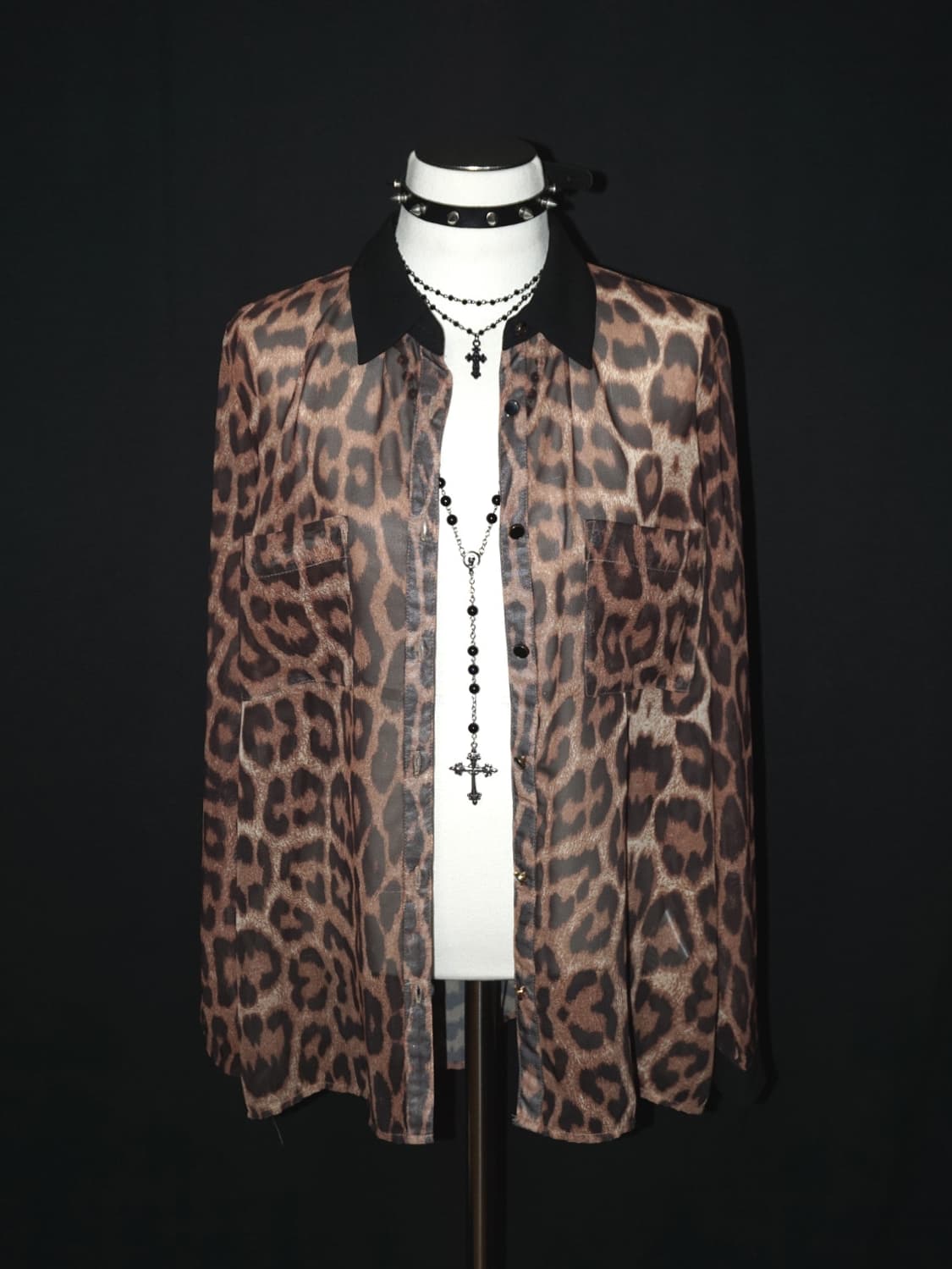 (sorridere) leopard see-through shirt  상품이미지1