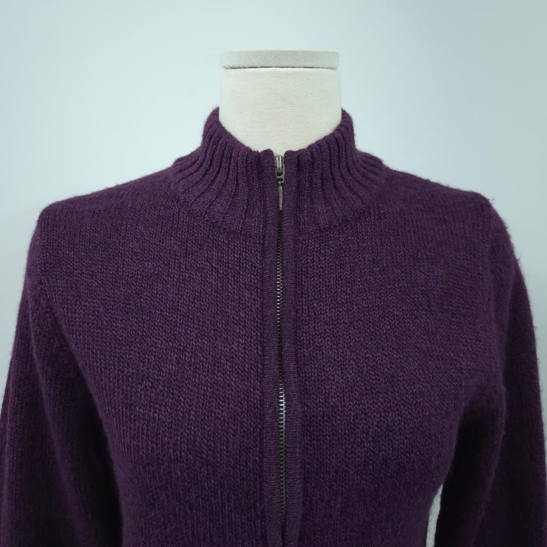 LOZERE 울혼방 퍼플 하이넥 집업 니트 가디건  상품이미지3