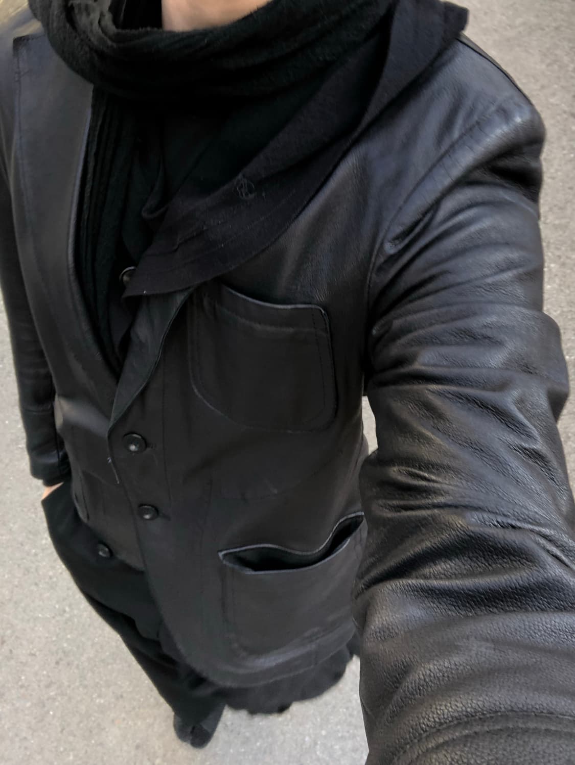 준야와타나베 하이넥 레더 블레이저 상품이미지10