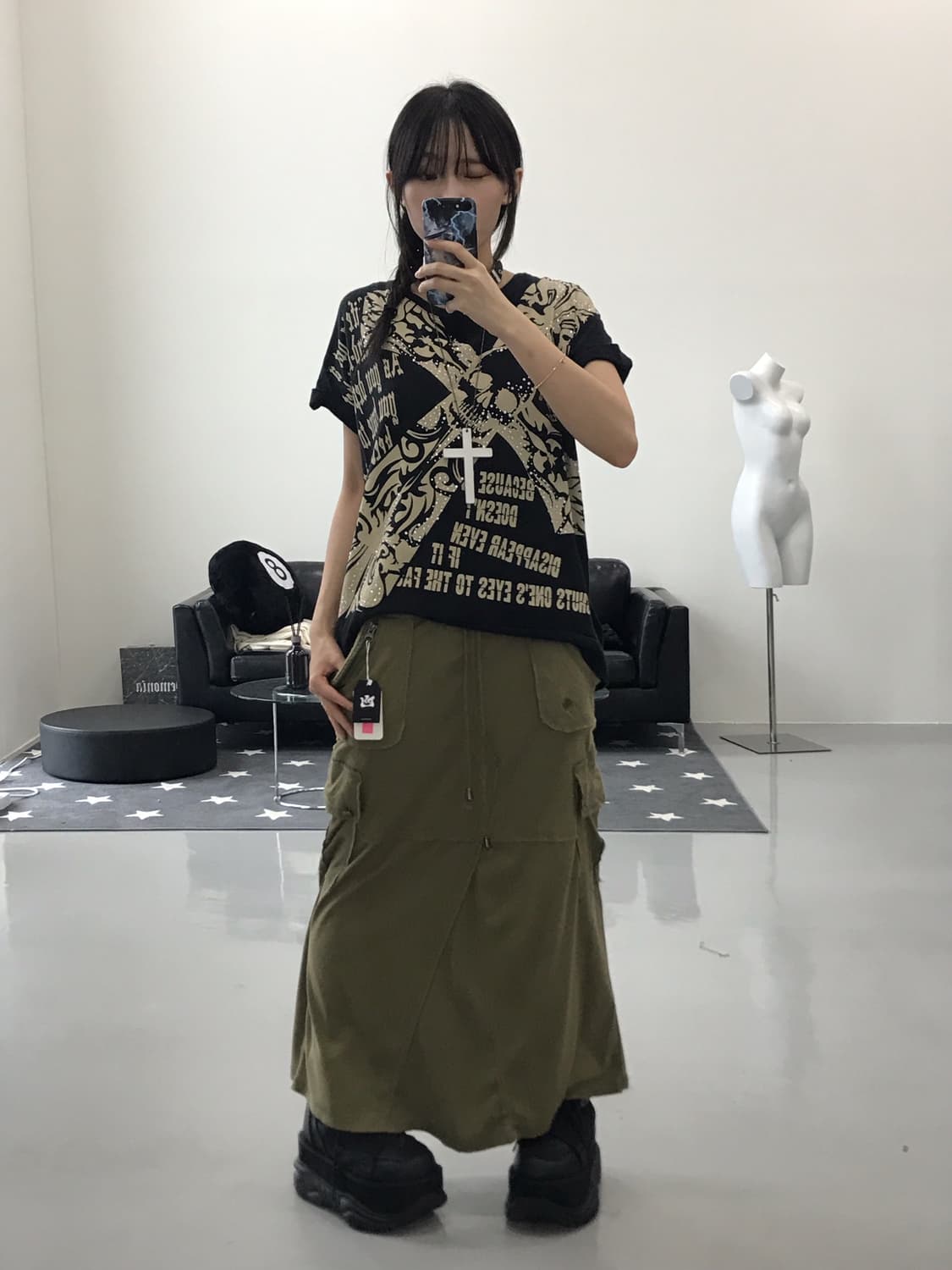 Jpn y2k khaki long skirts 상품이미지4