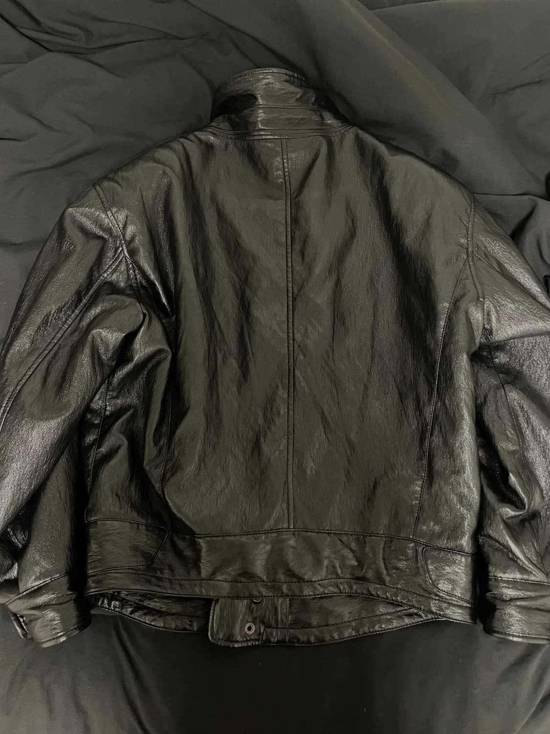 (거의 새상품) 오데스 빈티지 하이넥 레더 자켓 블랙 상품이미지7