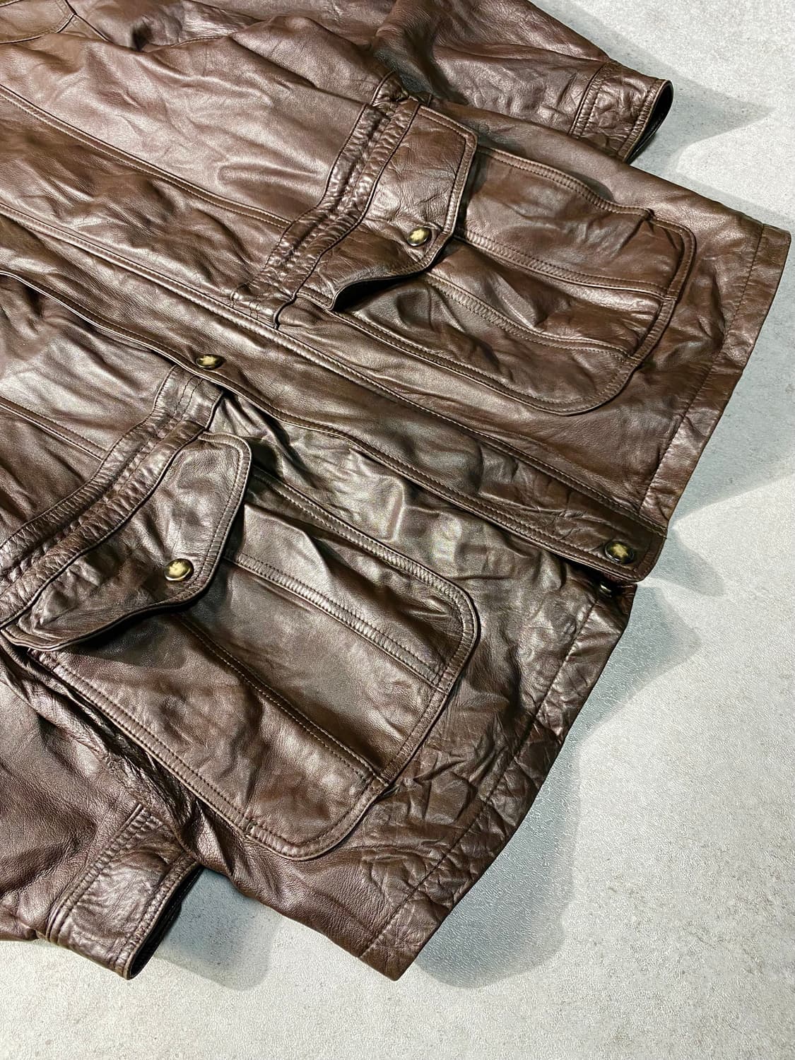 [XL] 90s Vintage 빈티지 브라운 양가죽 레더 코트 상품이미지3