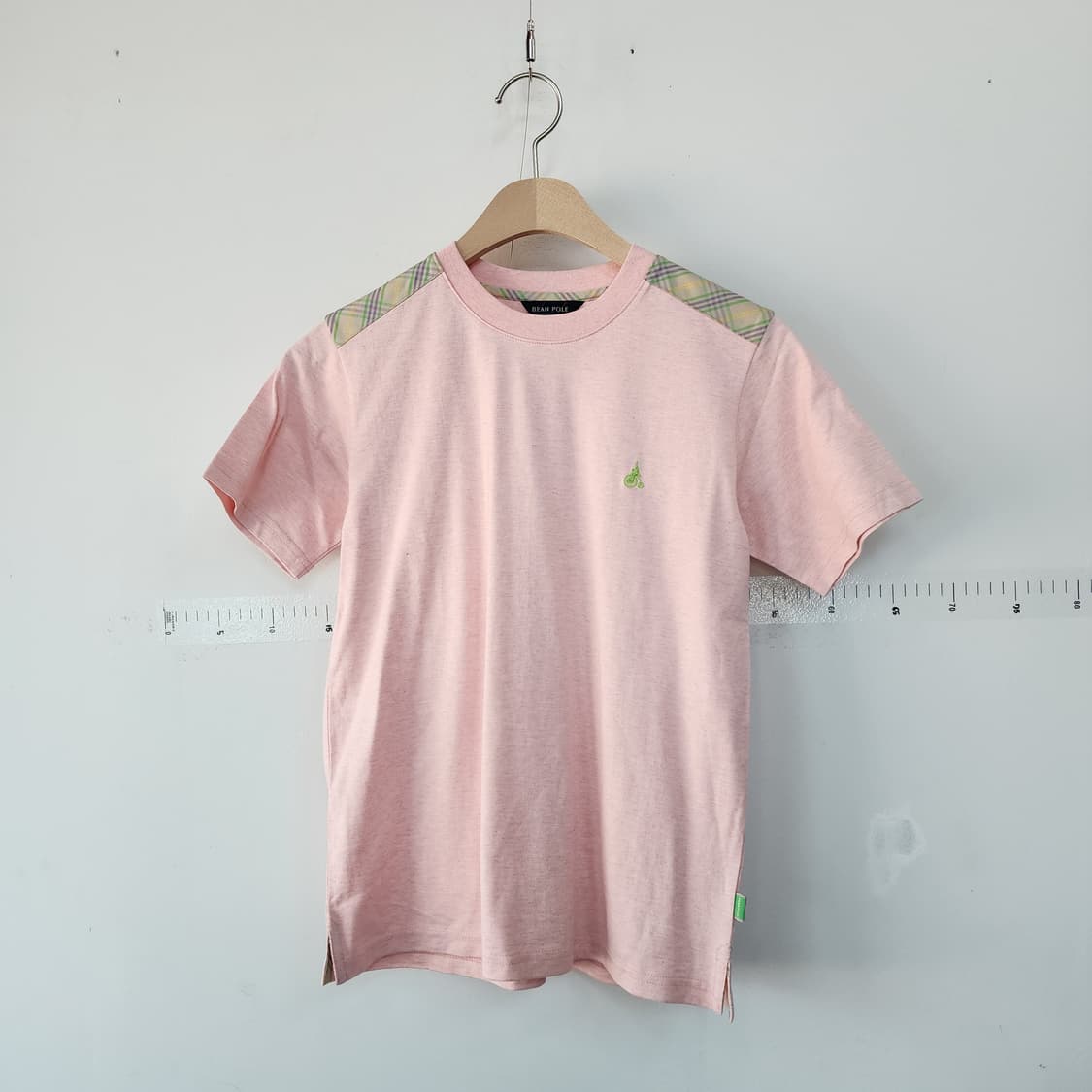 빈폴 핑크색 체크 반팔 티셔츠 상품이미지1