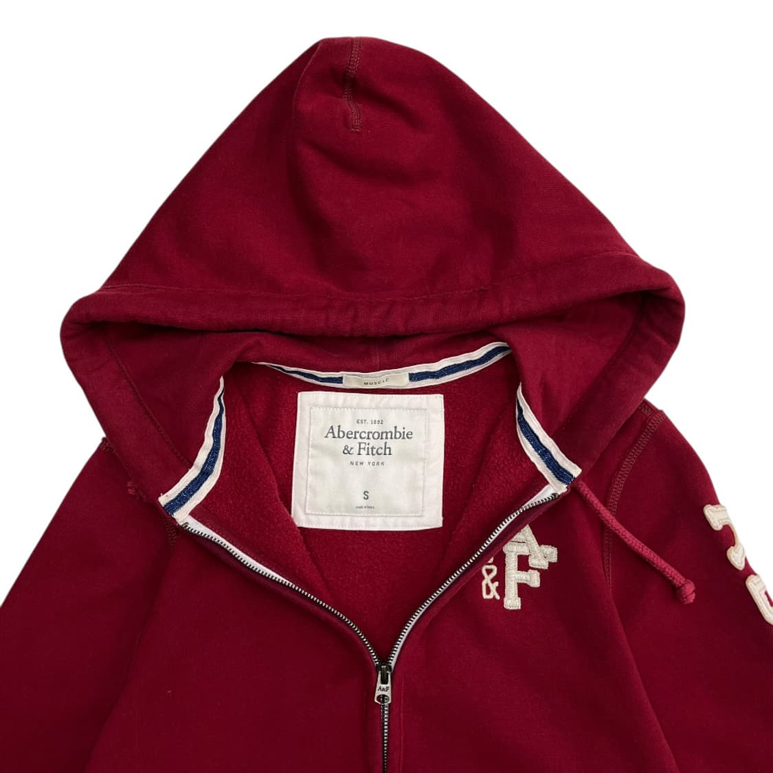 아베크롬비 사이드 패치 버건디 후드집업 S 상품이미지7