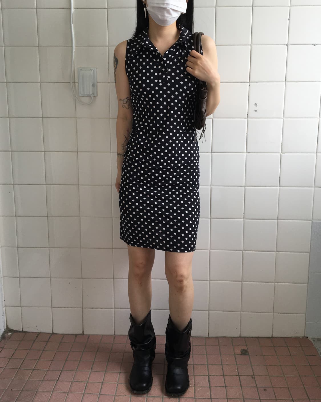 Dot pattern sleeveless onepiece 상품이미지1