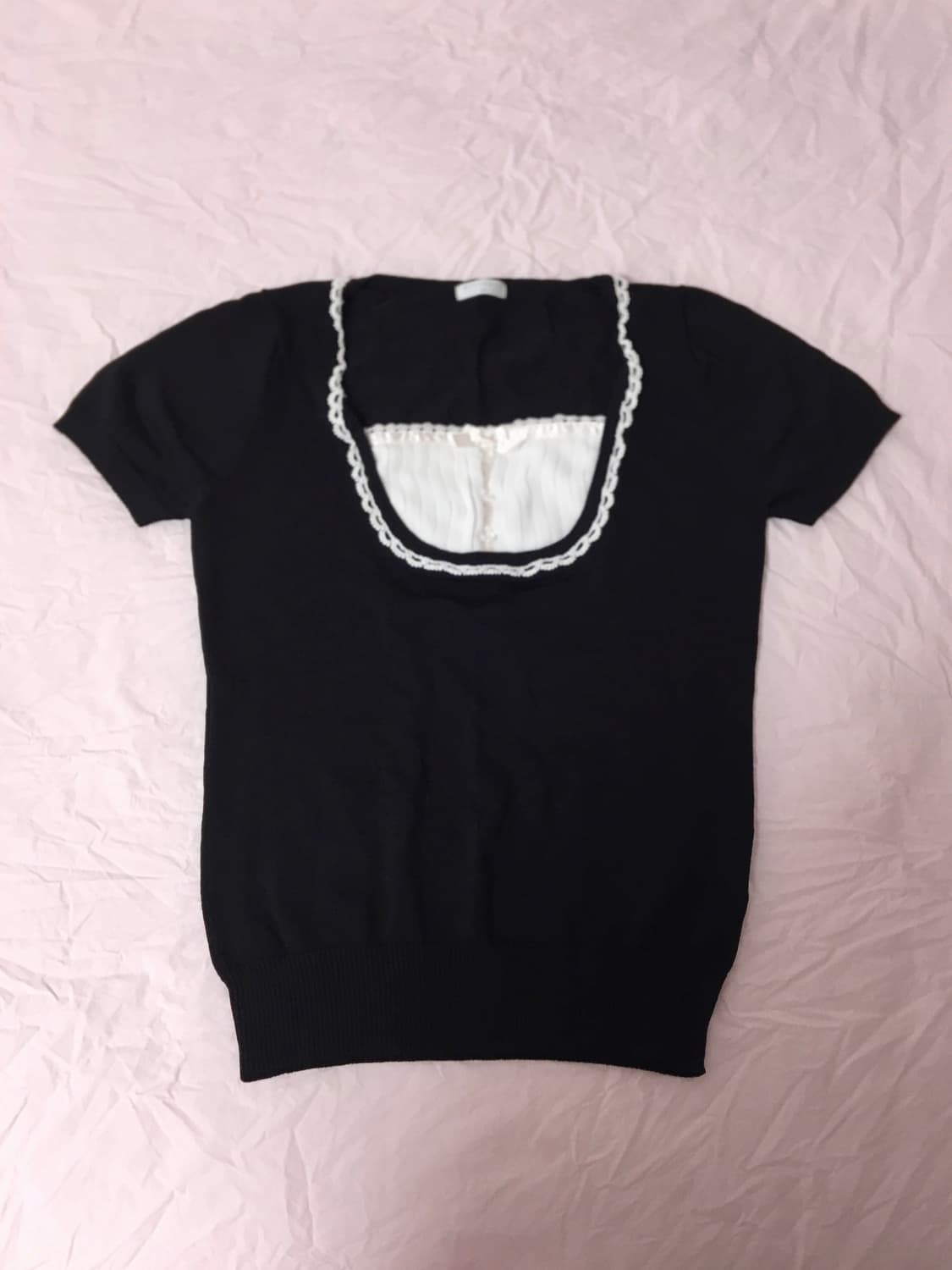 블랙 레이스 반팔 탑 히메갸루 로맨틱갸루 리즈리사 트랄라라 디어리 잉그니 상품이미지1