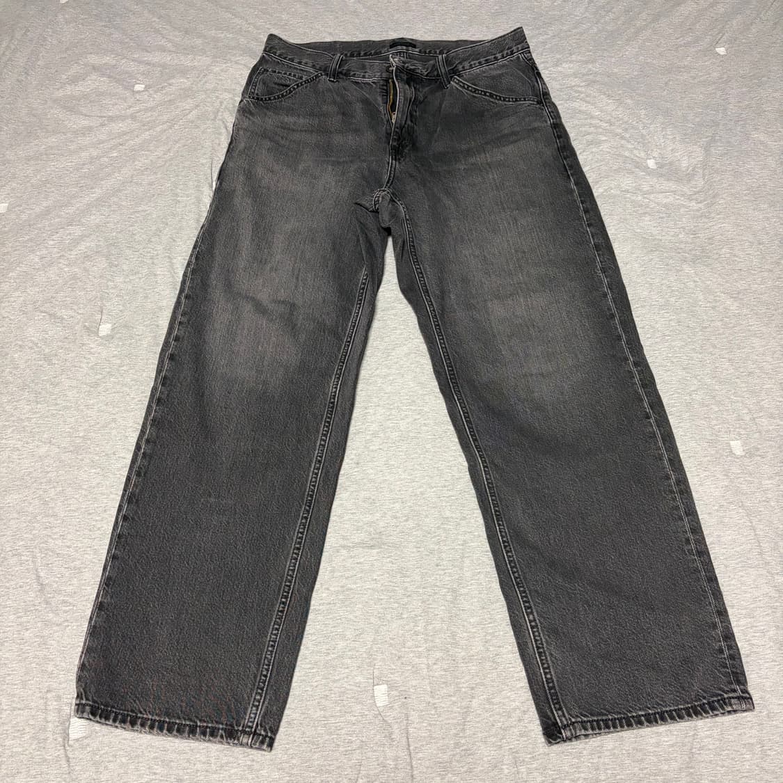 [32] 유니클로 와이드팬츠 흑청 상품이미지1